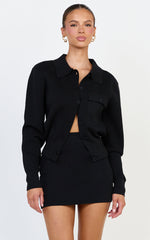 Isabel Top - Long Sleeve Oversized Knit Top in Black