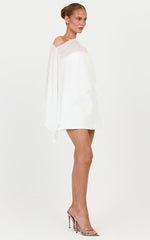 Aya Top - Sheer Off Shoulder Cape Top in White