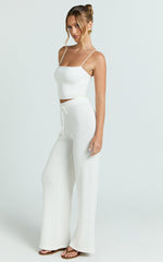 Agnes Pants - High Waist Crochet Pants in Off White