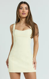 Aretha Mini Dress - Panel Dress in Lemon