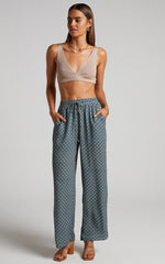 Brunita Pants - Mid Waisted Relaxed Elastic Waist Pants in Tile Geo