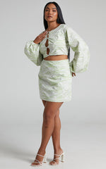 Charlie Holiday - Pricilla Mini Skirt in Abstract Wave