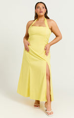 Narissa Midi Dress - Halter A Line Dress in Lemon