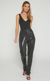 Deola Pant - Sequin High Waisted Skinny Leg in Black