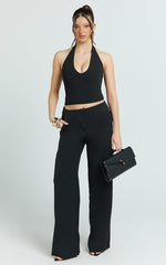 Frances Pants - Low Rise Relaxed Fit Pants in Black