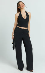 Frances Pants - Low Rise Relaxed Fit Pants in Black