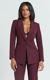 Hermie Blazer - Single Breasted Blazer in Wine
