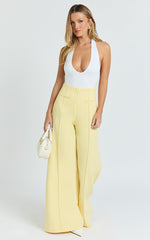 Kate Pants - High Waisted Wide Leg Pants in Lemon