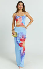 Lilly Maxi Skirt - Mesh Low Waist Skirt in Electric Orchid