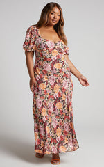 Lorie Maxi Dress - Short Sleeve Cut Out Tie Back Dress in Boheme Floral