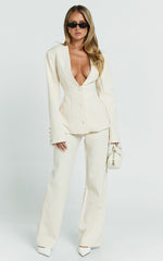 Melissa Blazer - V Neck Tulip Hem Blazer in Cream