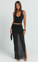 Ricki Maxi Skirt - Low Waist Fit And Flare Skirt in Black