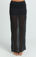 Ricki Maxi Skirt - Low Waist Fit And Flare Skirt in Black