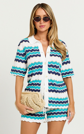 Runaway The Label - Hubert Top in Blue Multi