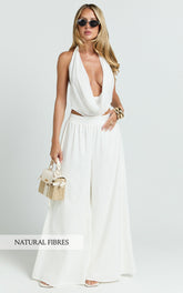 Tamara Pants - High Elasticated Waist Wide Leg Pants in White