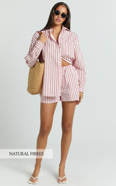 Tristan Shorts - High Waist Elasticated Boxer Shorts in Pink