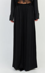 Cardi Pants - High Waist Elastic Wide Leg Pants in Black