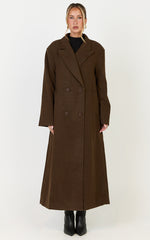 Eloise Coat - Oversized Longline Tailored Coat in Mocha Brown