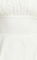 Adalee Mini Dress - Sleeveless Ruched Bodice Lace Trim Dress in Off White