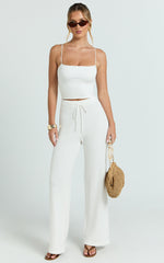 Agnes Pants - High Waist Crochet Pants in Off White