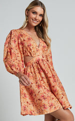 Amalie The Label - Mariana Linen Blend Balloon Sleeve Mini Dress in Valencia Print