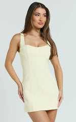 Aretha Mini Dress - Panel Dress in Lemon