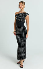Ava Midi Dress - Asymmetrical Neckline Dress in Black