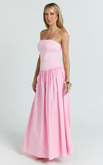 Cheyenne Maxi Dress - Strapless A Line Dress in Pink