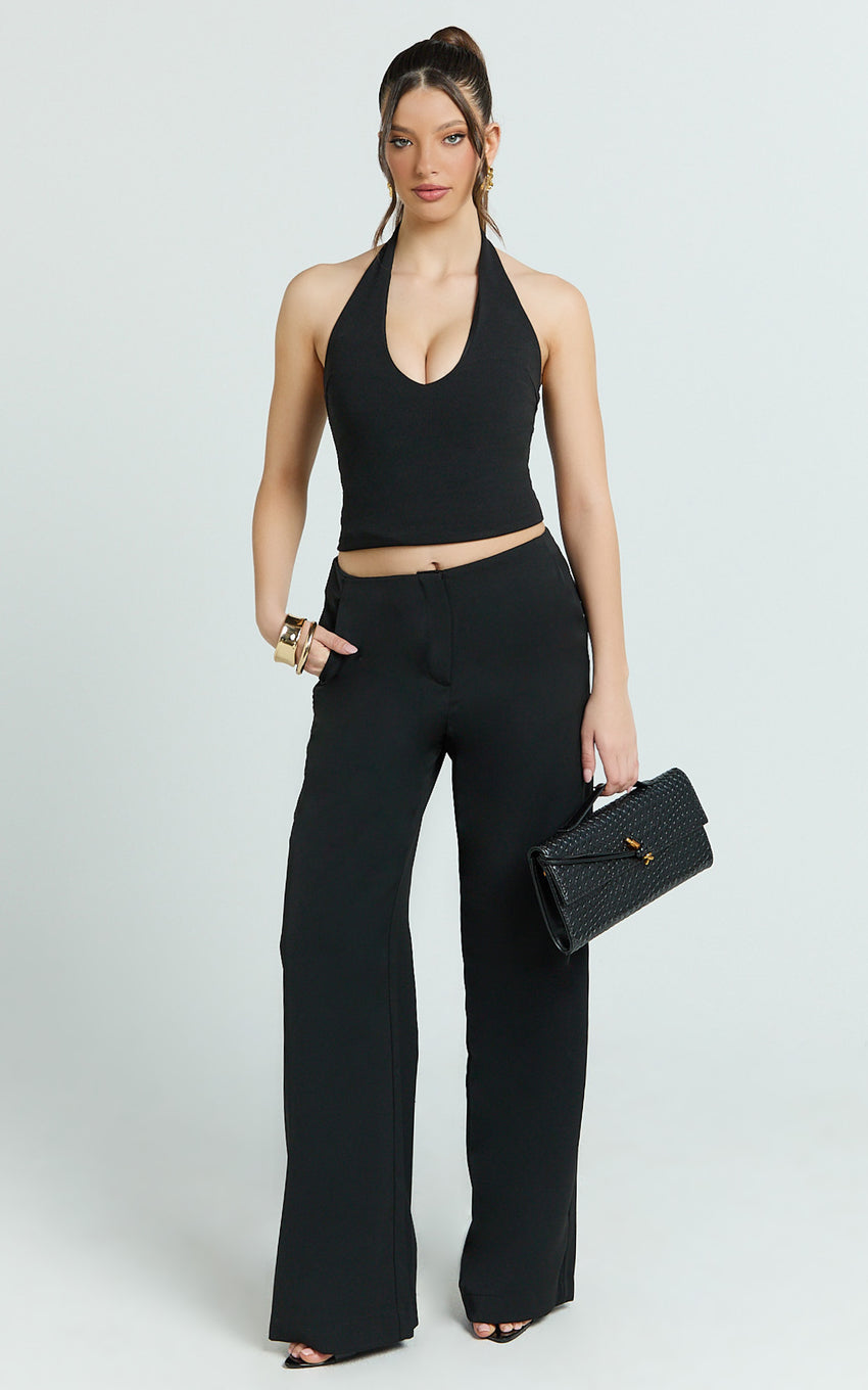 Frances Pants - Low Rise Relaxed Fit Pants in Black