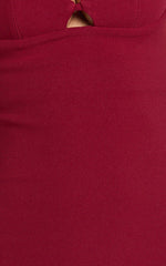 Isabelle Midi Dress - Cut Out Low Back Column Dress in Wine