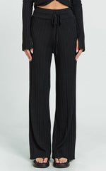 Kelsey Pants - High Drawstring Waist Knit Pants in Black