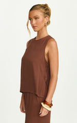 Makenna Top - Crinkle Shell Top in Chocolate