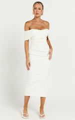 Noraly Midi Dress - Off The Shoulder Slip Dress in White