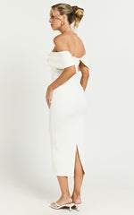 Noraly Midi Dress - Off The Shoulder Slip Dress in White