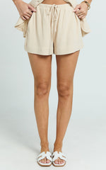 Olivia Shorts - Drawstring Relaxed Linen Shorts in Natural