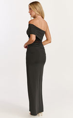 Riley Maxi Dress - Gathered Over Bust Dress in Black