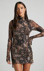 Runaway The Label - Jordi Mini Dress in Stone Print