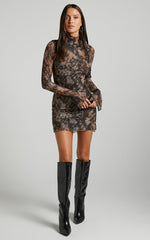 Runaway The Label - Jordi Mini Dress in Stone Print