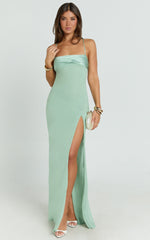 Sonya Maxi Dress - Cowl Neck Asymmetric Fit And Flare Dress in Sage