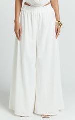 Tamara Pants - High Elasticated Waist Wide Leg Pants in White